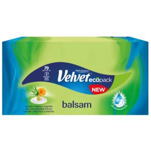 Velvet Balsam Chusteczki Higieniczne z Ekstraktem z Aloesu i Nagietka 3-Warstwowe 70 Sztuk