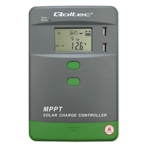Qoltec Solarny regulator ładowania MPPT z czujnikiem temperatury 30A | 12V/24V | LCD | 2xUSB | Bluetooth | APP | GEL | LiFePO4