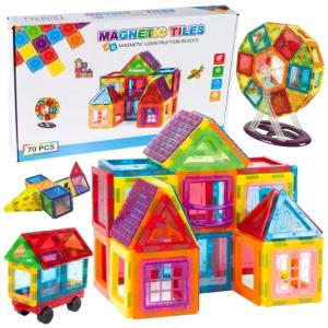 Klocki Magnetyczne DUŻE 3D Konstrukcyjne Magnetic Tiles Zestaw 70 elementów