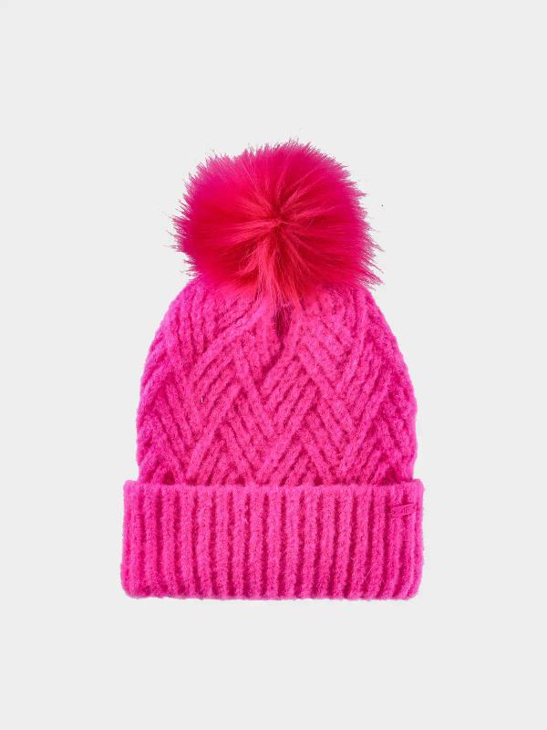 4F JUNIOR Czapka dziecięca z pomponem F419 różowa (one size)