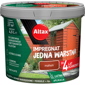 Impregnat do drewna ogrodowego JEDNA WARSTWA 4,5 l Mahoń Altax