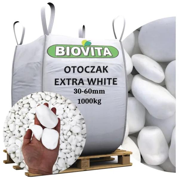 OTOCZAK BIAŁY EXTRA WHITE THASSOS 1000kg BIOVITA TONA 30-60mm BIG BAG