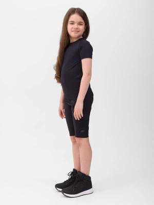 4F Legginsy krótkie dziewczęce F436 czarne (122/128)