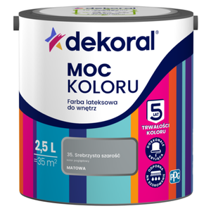 Farba lateksowa do wnętrz MOC KOLORU Srebrzysta szarość 2,5 l Dekoral