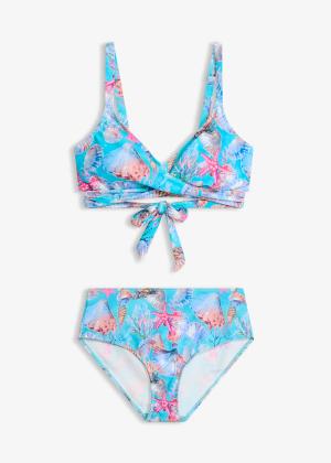 Bikini bustier z kopertowym dekoltem (komplet 2-cz.)