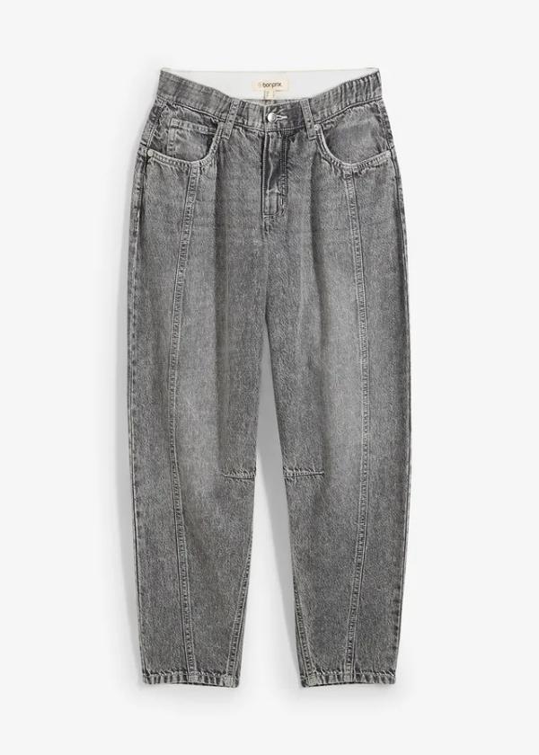 Jeansy barrel, mid waist, cropped