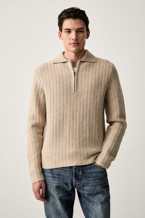 G-Star sweter męski z dodatkiem wełny Polo collar half zip