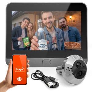 Wizjer Elektroniczny do Drzwi Kamera Full HD WiFi Tuya Detekcja Ruchu PIR
