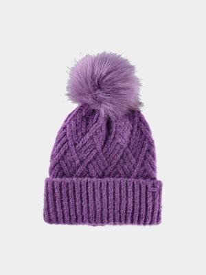 4F JUNIOR Czapka dziecięca z pomponem F419 fioletowa (one size)