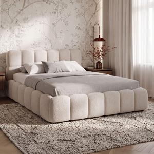 Łóżko tapicerowane z pojemnikiem 4583G| 180x200 | Boucle | Biały #6