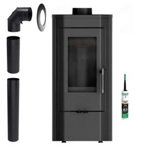 PIECYK ŻELIWNY WOLNOSTOJĄCY KOMINEK KOZA K12 6 kW FI 130 + ZESTAW MONTAŻOWY