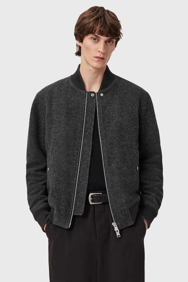 AllSaints kurtka bomber z dodatkiem wełny