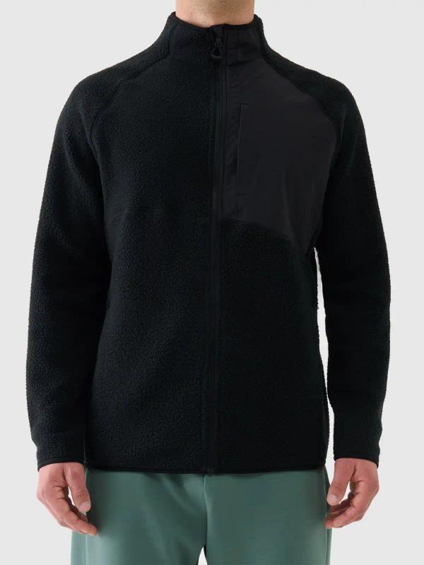 4F bluza polarowa męska polar rozpinany 4FWAW25TFLEM339 czarny (XXL)