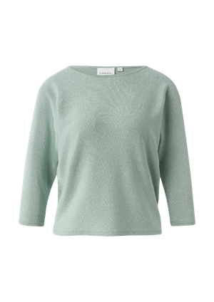 Sweter z cienkiej dzianiny z błyszczącą przędzą i rękawami à la nietoperz