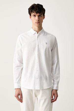 U.S. Polo Assn. koszula safari męska z lnem LINEN BLEND LS