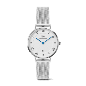 Daniel Wellington DW Watch Petite Roman Numerals Date Silver 28mm
