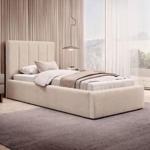 Łóżko tapicerowane z pojemnikiem SFG0116B P | 90x200 | Welur | Beżowy | OUTLET