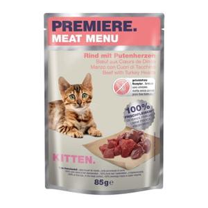 PREMIERE Meat Menu Kitten z wołowiną i sercami indyczymi 48x85 g