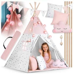 TIPI namiot wigwam dla dzieci TEEPEE Girlanda Poduszki Stabilizator Nukido
