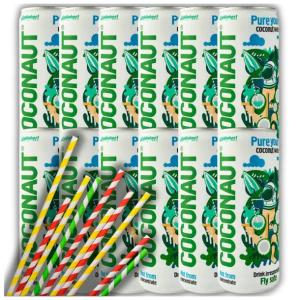 Coconaut Woda Kokosowa Zestaw 12x 320ml Naturalna + Gratis Papierowe Słomki