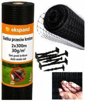 Siatka na krety 2x300 nornice przeciw kretom PREMIUM 30g MOCNA 100 KOŁKÓW