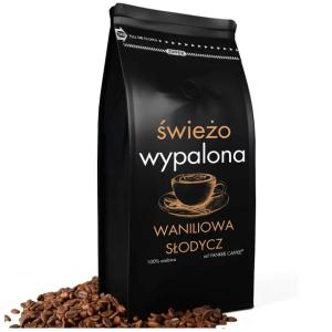 Kawa ziarnista Do ekspresu 1kg ŚWIEŻO PALONA 100% Arabica smakowa WANILIOWA