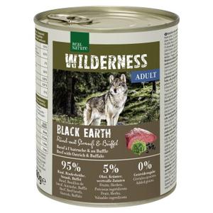 REAL NATURE WILDERNESS karma mokra pies, adult, Black Earth, wołowina ze strusiem i bawołem 6x800 g