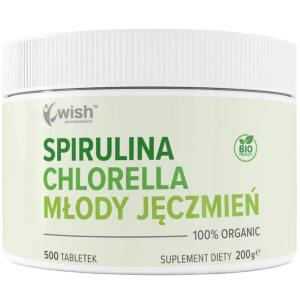 CHLORELLA SPIRULINA MŁODY JĘCZMIEŃ DETOX VEGE ODPORNOŚĆ ŻELAZO ALGI 500 tab