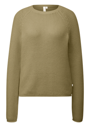 Sweter z dzianiny w cętki z raglanowymi rękawami
