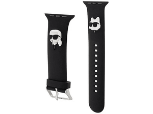 Pasek KARL LAGERFELD do Apple Watch 42/44/45/49mm 3D Rubber Karl&Choupette Heads Czarny KLAWLSLKCNK