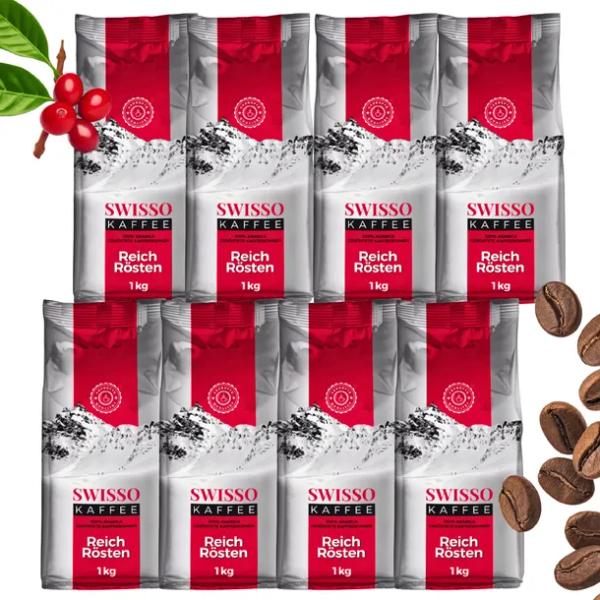 Kawa ziarnista aromatyczna do ekspresu Swisso Kaffee Reich Rosten 8x1kg