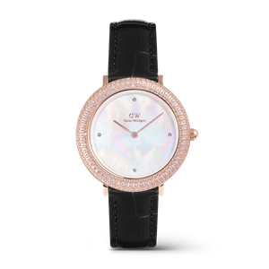 Daniel Wellington DW Watch Crystalline Bezel Black Croc Rose Gold 32mm