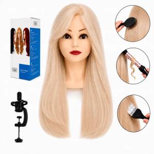 Główka głowa treningowa fryzjerska Jessica włos ludzki 55 cm + Statyw