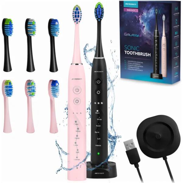 SZCZOTECZKA SONICZNA DO ZĘBÓW ELEKTRYCZNA ZESTAW 2 szt. BERDSEN DUO GALAXY
