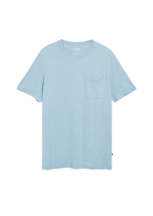 Melanżowy T-shirt z mieszanki bawełny z kieszenią na piersi