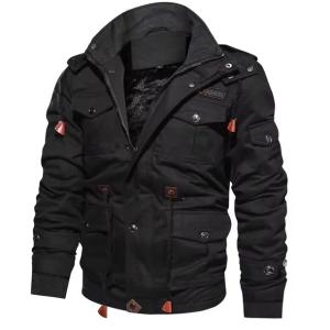 CIEPŁA KURTKA MĘSKA WOJSKOWA CZARNA SKÓRZANA MOTOCYKLOWA ZIMOWA JESIENNA4XL
