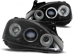 LAMPY SOCZEWKOWE OPEL CORSA C 01- RINGI SONAR BLACK + ŻARÓWKI GRATIS!
