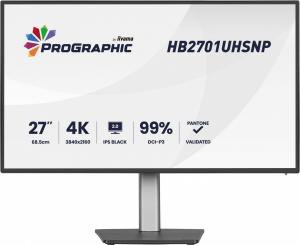 IIYAMA Monitor 27 cali ProGraphic HB2701UHSNP-B1 4K,IPS BLACK 2.0,450cd,VESA USB-c dock(PD:96W),HDMI,DP,DAISY/CHAIN,4xUSB,RJ45,3000:1,sRGB:100%,DCI-P3