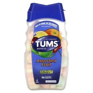 Tums, Preparat zobojętniający sok żołądkowy, kompozycja owoców, 96 tabletek