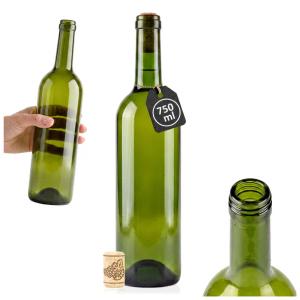 Butelka na wino oliwkowa BORDEAUX 750 ml z korkiem na wino butelka do wina