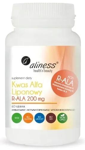 Aliness Kwas Alfa Liponowy R-ALA Aktywny kwas alfa-liponowy 60tabletek VEGE