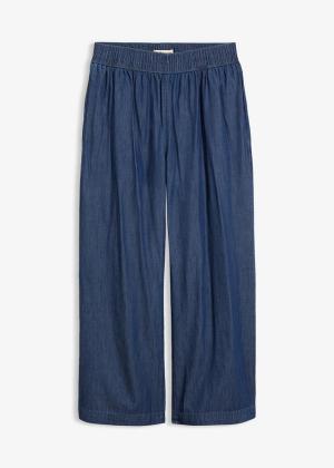 Jeansy wide leg, wysoki stan, krótsza nogawka