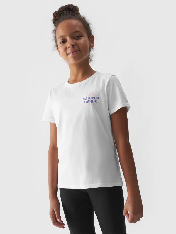4F koszulka dziecięca bawełniana t-shirt dla dziewczynek F1549 biały (122)