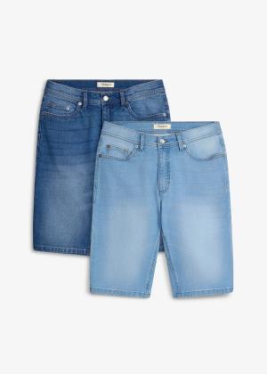 Bermudy jeansowe ze stretchem, ze wzmocnioną częścią w kroku, regular fit, 2 szt.