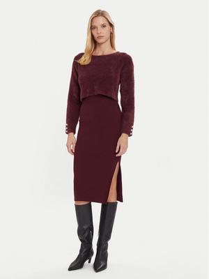 Morgan Sukienka dzianinowa 242-RMONA Bordowy Slim Fit