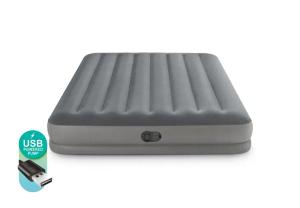NOWY Materac dwuosobowy INTEX 64114 203 x 152 x 30 cm szary z pompką USB