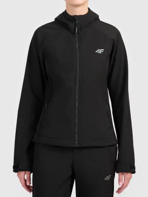 4F F605 Kurtka damaska SOFTSHELL z kapturem na co dzień czarna (L)