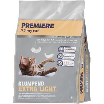 PREMIERE Extra Light żwirek zbrylający o zapachu pudru dla niemowląt 12 l