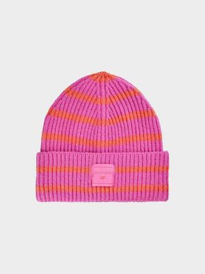 4F czapka bawełniana dziecięca zimowa F417 fuksjowa (one size)