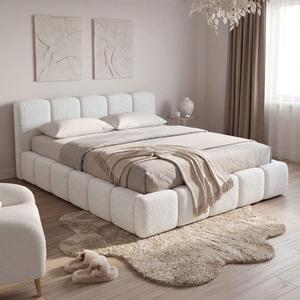 Łóżko tapicerowane z pojemnikiem 5057G | 160x200 | Boucle | Biały #6